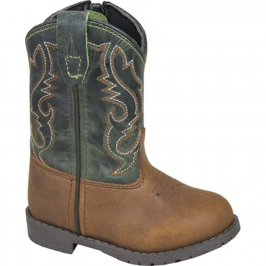 Smoky Mountain Toddler Hopalong Brown Distress-Green Crackle Western Boots 3605T
