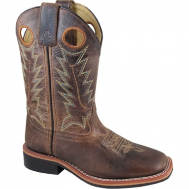 Smoky Mountain Kids Jesse Brown Waxed Distress Western Boots 3668