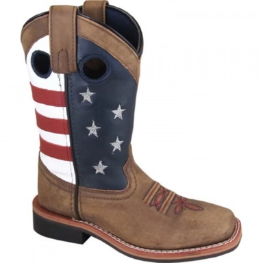 Smoky Mountain Kids Stars And Stripes Vintage Brown Western Boot