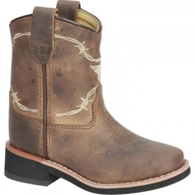 Smoky Mountain Kids Toddler Logan Brown Waxed Distress Western Boot