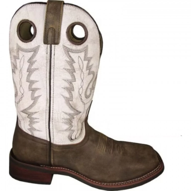 Smoky Mountain Mens Drifter Brown Distress-Antique White Cowboy Boot