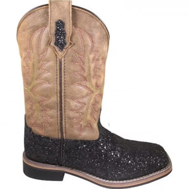 Smoky Mountain Womens Las Vegas Black Glitter-Brown Distress Western