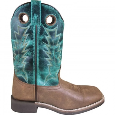 Smoky Mountain Womens Tracie Brown Distress-Turquoise Western Boot