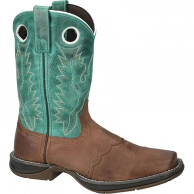 Smoky Mountain Womens Prarie Brown Oil Distress-Turquoise Western Boot