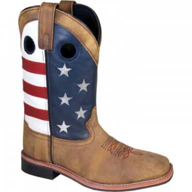 Smoky Mountain Womens Stars And Stripes Vintage Brown Western Boot