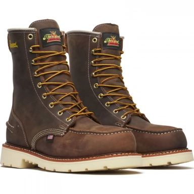 Thorogood Mens 8 Inch Waterproof Moc Toe Steel Crazy Horse Leather