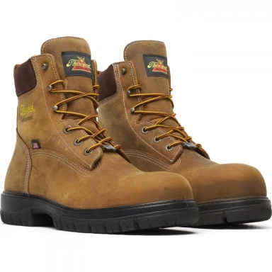Thorogood Mens 6 Inch Waterproof Nano Toe Plain Chestnut Work Boot