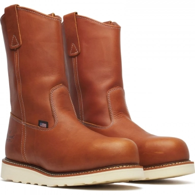 Thorogood Mens 11 Inch Steel Plain Toe Tobacco Leather Wellington