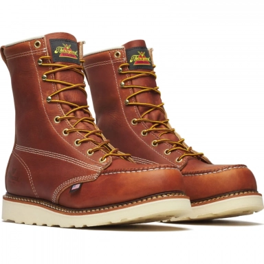 Thorogood Mens 8 Inch Steel Moc Toe Tobacco Leather Work Boot