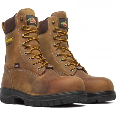 Thorogood Mens 8 Inch Waterproof Nano Toe Plain Chestnut Work Boot