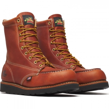 Thorogood Mens 8 Inch Moc Toe Steel Tobacco Leather Work Boot