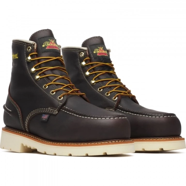 Thorogood Mens 6 Inch Waterproof Steel Moc Toe Briar Leather Work Boot