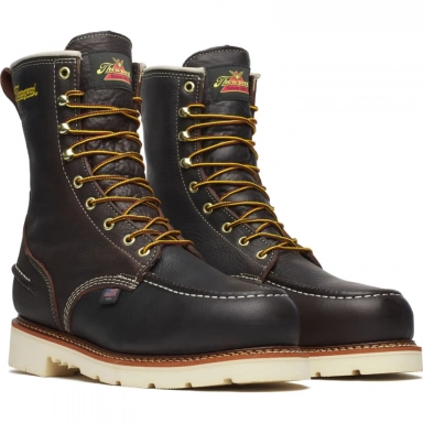 Thorogood Mens 8 Inch Waterproof Steel Moc Toe Briar Leather Work Boot