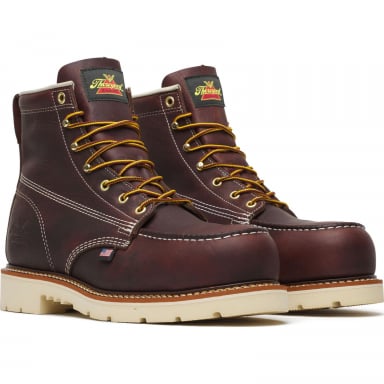 Thorogood Mens 6 Inch Nano Moc Toe Work Boots Black Walnut Leather 804-6110