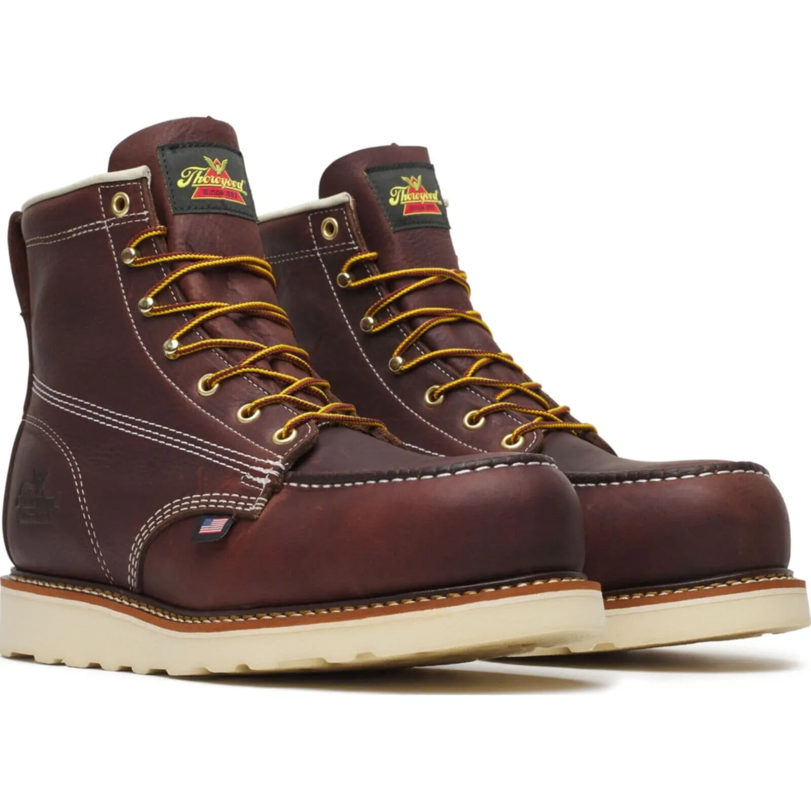 Thorogood Mens 6 Inch Nano Moc Toe Black Walnut Leather Work