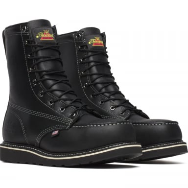 Thorogood Mens 8" Black Safety Moc Toe Boots American Heritage Midnight Series 804-6208