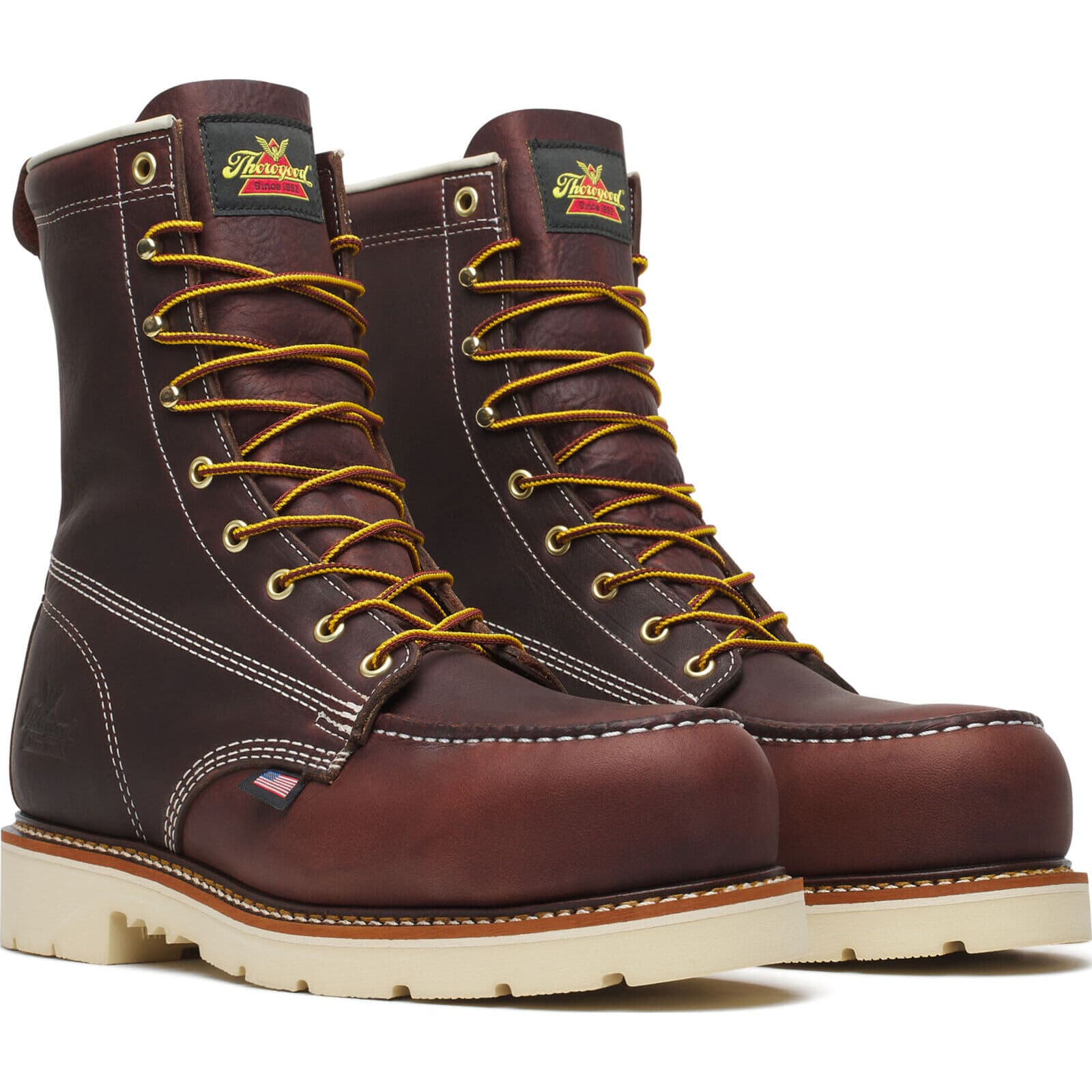 Thorogood Mens 8 Inch Nano Moc Toe Black Walnut Leather Work