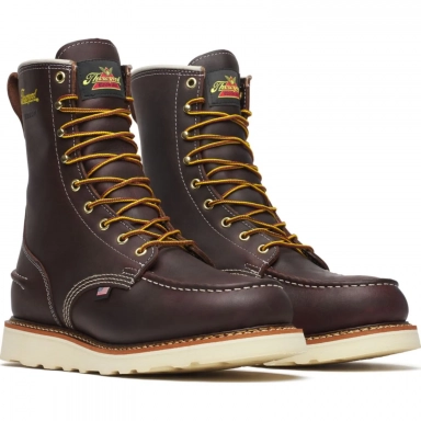 Thorogood Mens 8 Inch Waterproof Moc Toe Briar Leather Work Boot