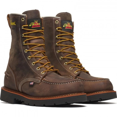 Thorogood Mens 8 Inch Waterproof Moc Toe Crazy Horse Work Boot