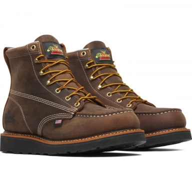 Thorogood Mens 6 Inch Moc Toe Crazy Horse Leather Work Boot Brown
