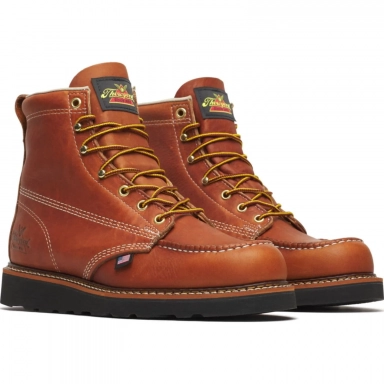 Thorogood Mens 6 Inch Moc Toe Tobacco Leather Work Boot Brown