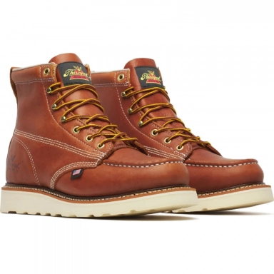 Thorogood Mens 6 Inch Moc Toe Tobacco Leather Work Boot
