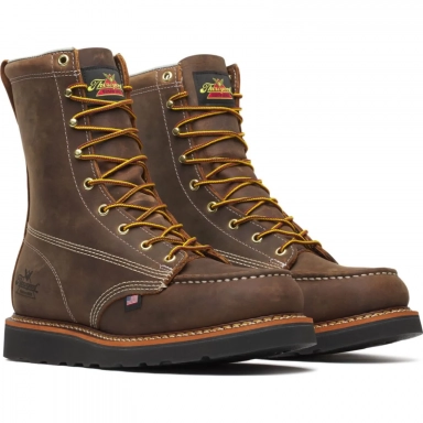 Thorogood Mens 8 Inch Moc Toe Crazy Horse Leather Work Boot Brown