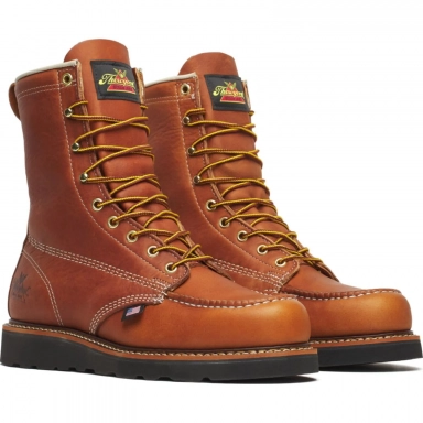 Thorogood Mens 8 Inch Moc Toe Tobacco Leather Work Boot