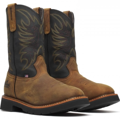 Thorogood Mens 11 Inch Waterproof Square Toe Crazy Horse Black Cowboy