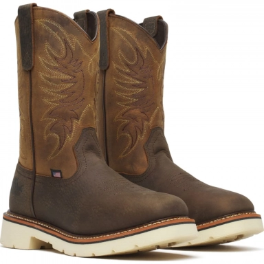 Thorogood Mens 11 Inch Square Toe Crazy Horse Pebble Brown Cowboy Boot