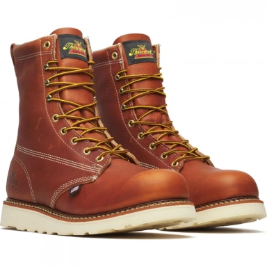 Thorogood Mens 8 Inch Plain Toe Tobacco Leather Work Boot