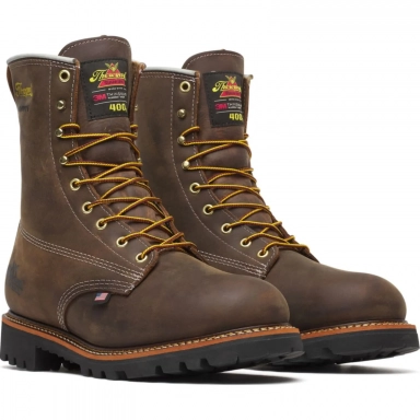 Thorogood Mens 8 Inch Waterproof Insulated Plain Toe Crazy Horse Work