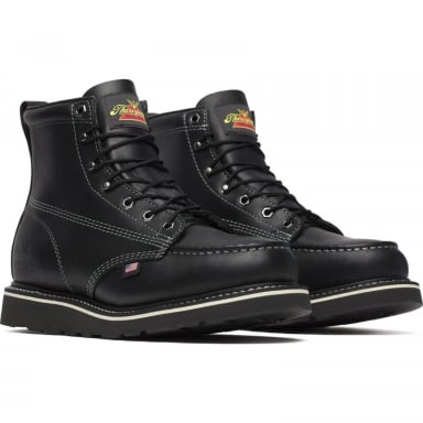 Thorogood Mens 6" Black Moc Toe Boots American Heritage Midnight Series 814-6206