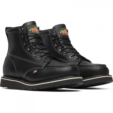 Thorogood Mens 6 Inch Moc Toe Black Leather Work Boot Style