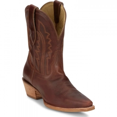 Tony Lama Womens 9 Areli Cognac Western Bootie