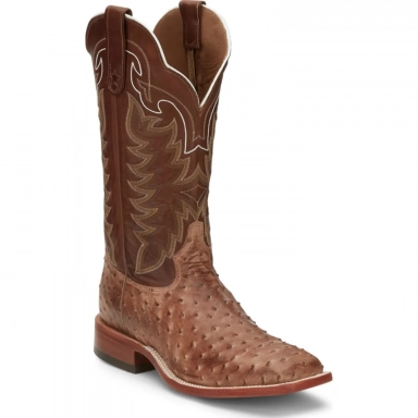Tony Lama Mens 13 Chocolate Vintage Ostrich Cowboy Boot
