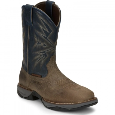 Tony Lama Mens 11 Bartlett Night Blue Steel Toe Western Work Boot