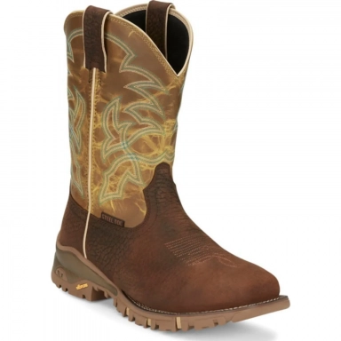 Tony Lama Mens 11 Roustabout Apple Green Steel Toe Western Boot