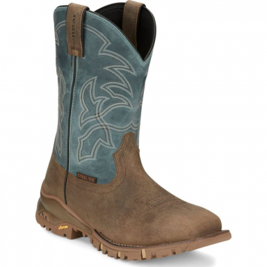 Tony Lama Mens 11 Roustabout Mineral Blue Steel Toe Western Boot