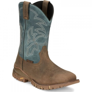Tony Lama Mens 11 Roustabout Mineral Blue Steel Toe Western Boot