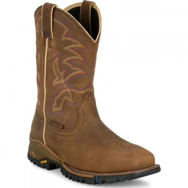Tony Lama Mens 11 Roustabout Tan Steel Toe Western Boot