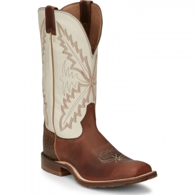 Tony Lama Mens 13 Antonio White Cowhide Wide Square Toe Western Boot