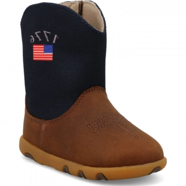 Twisted X InfantsDriving Moc Boot Mocha Navy - American Flag