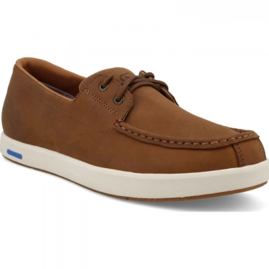 Twisted X Mens UltraLite Boat Shoe Lion Tan