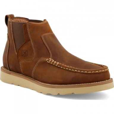 Twisted X Mens 4" Wedge Sole Chelsea Boot Oiled Saddle MCA0013
