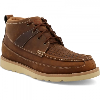 Twisted X Mens 4" Wedge Sole Casual Boot Woven Saddle - Oiled Saddle