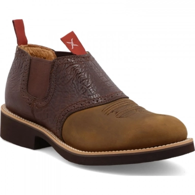 Twisted X Mens Cow Dog Shoe Distressed Saddle - Saddle Oiled Shoulder