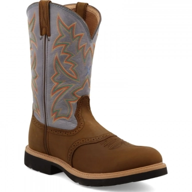 Twisted X Mens Saddle Pull-On Boot Distressed Saddle - Denim