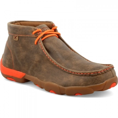 Twisted X Mens Driving Moccasin Bomber - Neon Orange