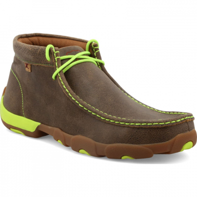 TwistedX Mens Driving Moccasin Bomber Neon Yellow MDM0026